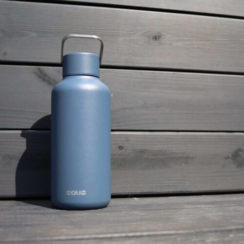EQUA stainless steel reusable bottle in matte blue – durable eco-friendly hydration outdoors