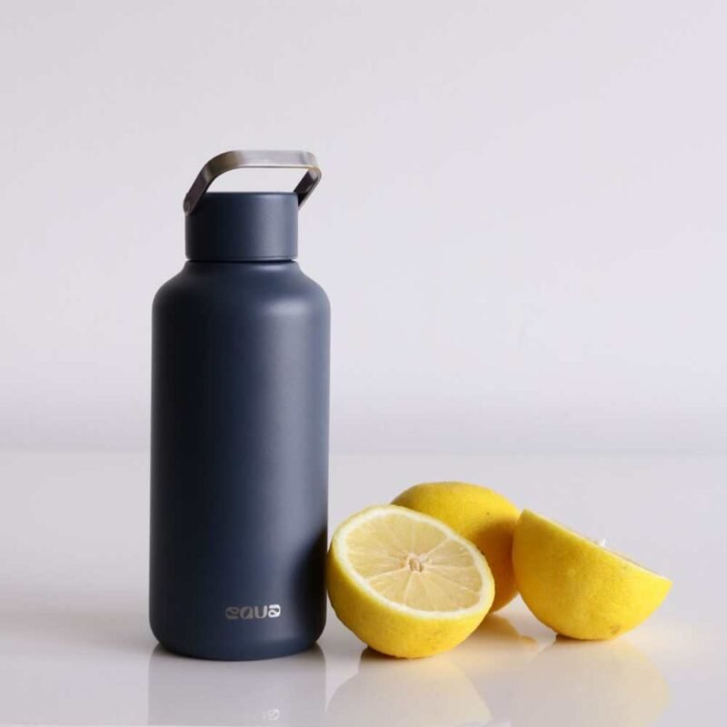 EQUA stainless steel reusable bottle in matte navy blue – durable eco-friendly hydration outdoors