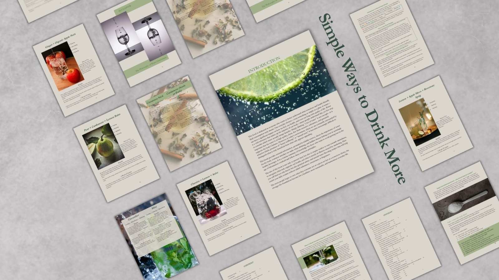 Overview of the Infused Water Guide eBook – simple ways to drink more water with 100+ natural recipes and hydration tips