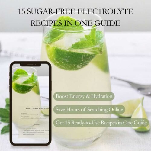 15 Sugar-Free Electrolyte Recipes guide – lime and mint natural hydration drink, boost energy and hydration PDF eBook
