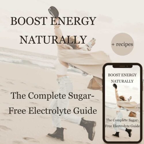 Sugar-Free Electrolyte Recipes eBook cover – natural hydration drink with berries and rosemary, instant digital download PDF